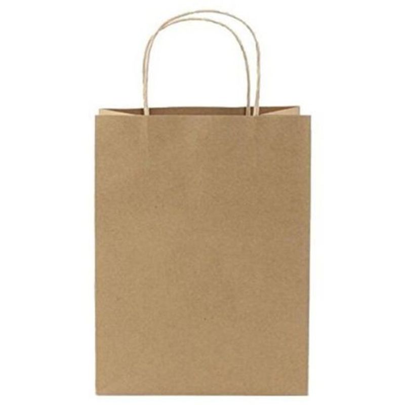 Ecoway - Paper Gift Bags w/ Handles Bulk - M - 100pcs - Brown