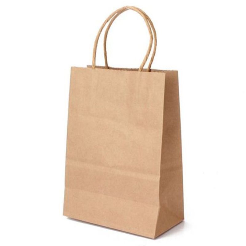 Ecoway - Paper Gift Bags w/ Handles Bulk - M - 100pcs - Brown