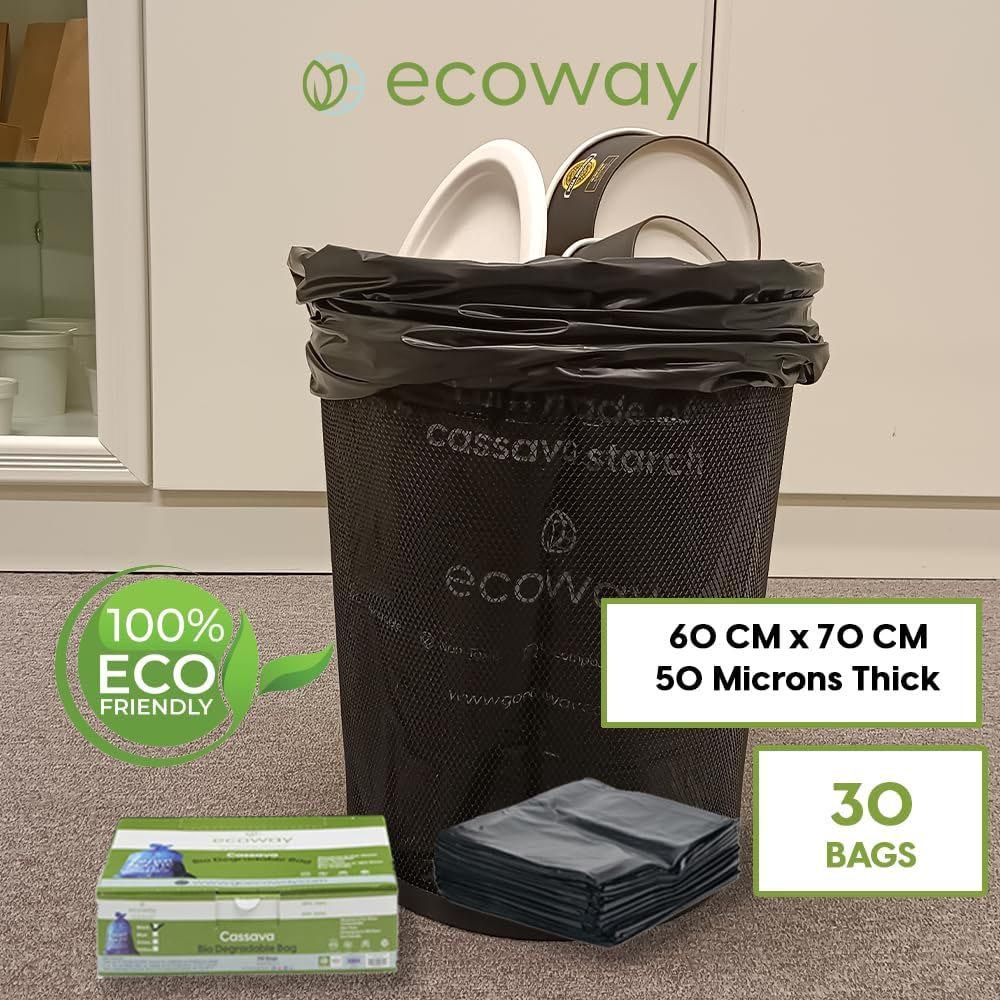 Ecoway - Bio-Degradable Disposable Garbage Bag - 60 X 70 cm - Black