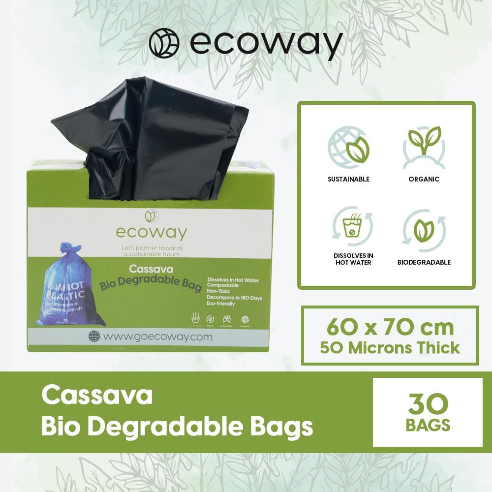 Ecoway - Bio-Degradable Disposable Garbage Bag - 60 X 70 cm - Black