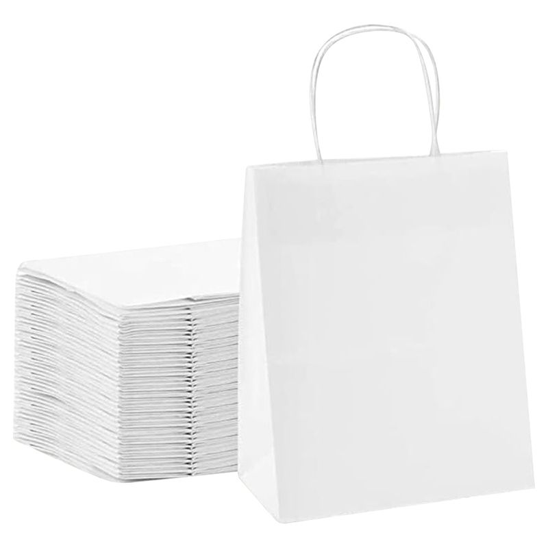 Ecoway - Paper Gift Bags w/ Handles Bulk - Xl - 50pcs - White