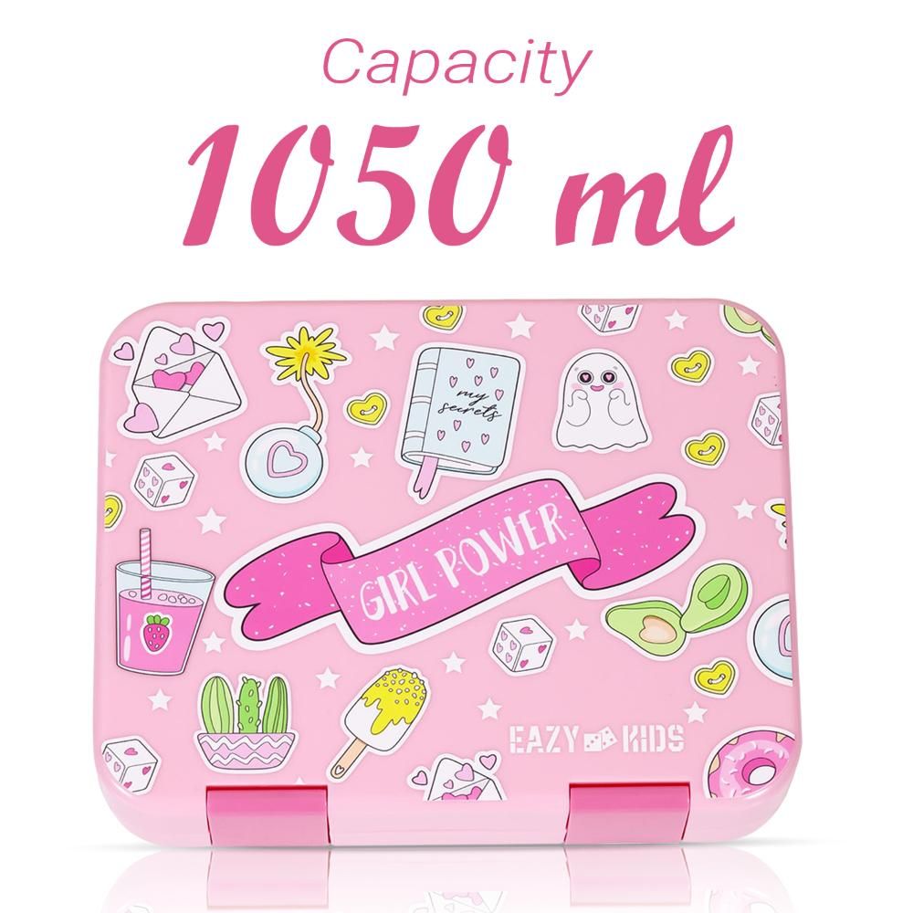 Eazy Kids - Bento Lunch Box w/ Sandwich Cutter Set - Girl Power