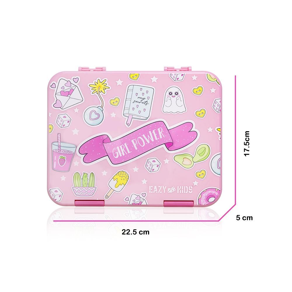 Eazy Kids - Bento Lunch Box w/ Sandwich Cutter Set - Girl Power