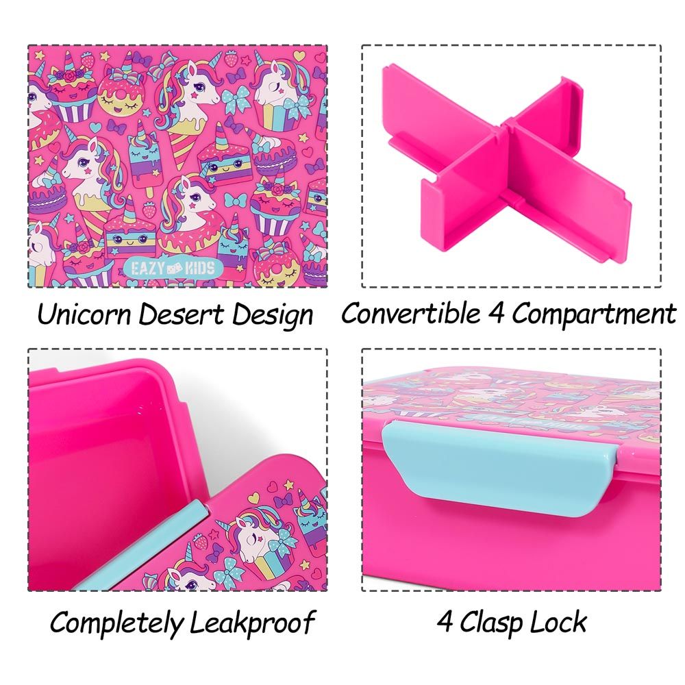 Eazy Kids - Unicorn Desert Lunch Box 850ml - Pink