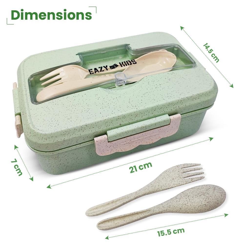 Eazy Kids Wheat Straw Leakproof Eco Bento Lunch Box - Green (1000ml)