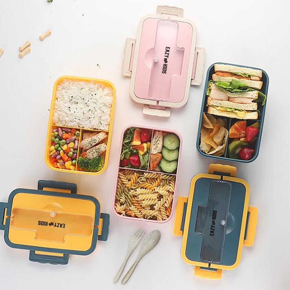 Eazy Kids Wheat Straw Leakproof Eco-Friendly Bento Lunch Box - Blue (1500ml)