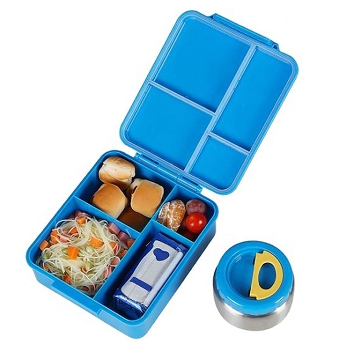 Eazy Kids - Jumbo Bento Lunch Box w/ Insulated Jar - Blue