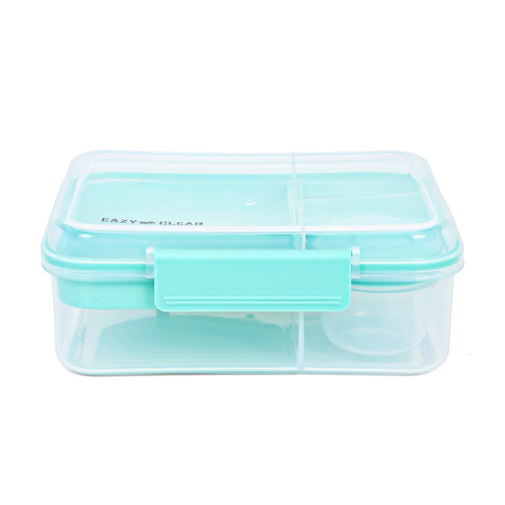 Eazy Kids - 5 Compartment Bento Convertible Lunch Box With Gravy Bowl - Green