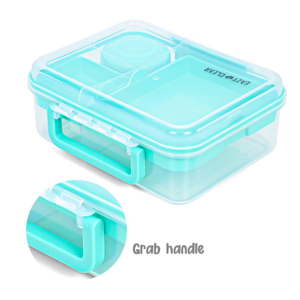 Eazy Kids - 5 Compartment Bento Convertible Lunch Box With Gravy Bowl - Green