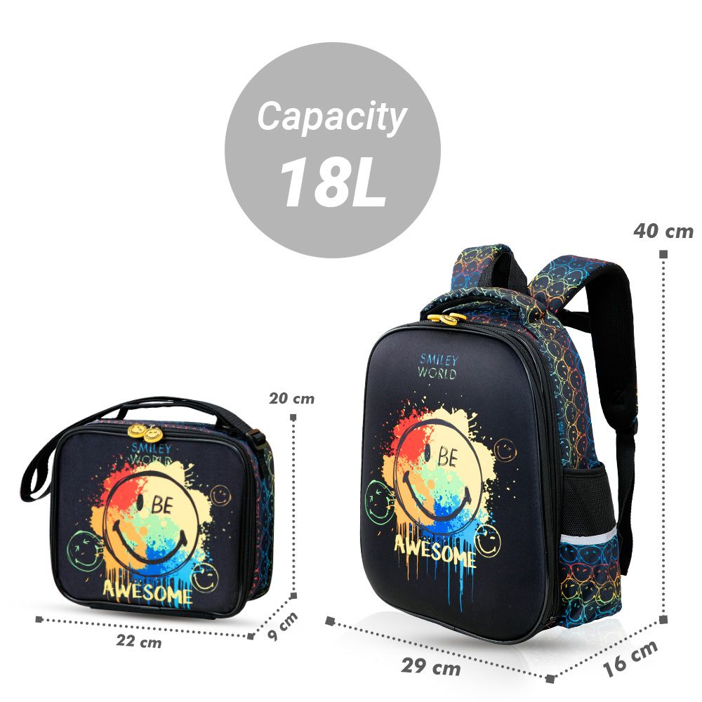 Eazy Kids - 17" School Bag Combo Awesome - Set of 3 - Black