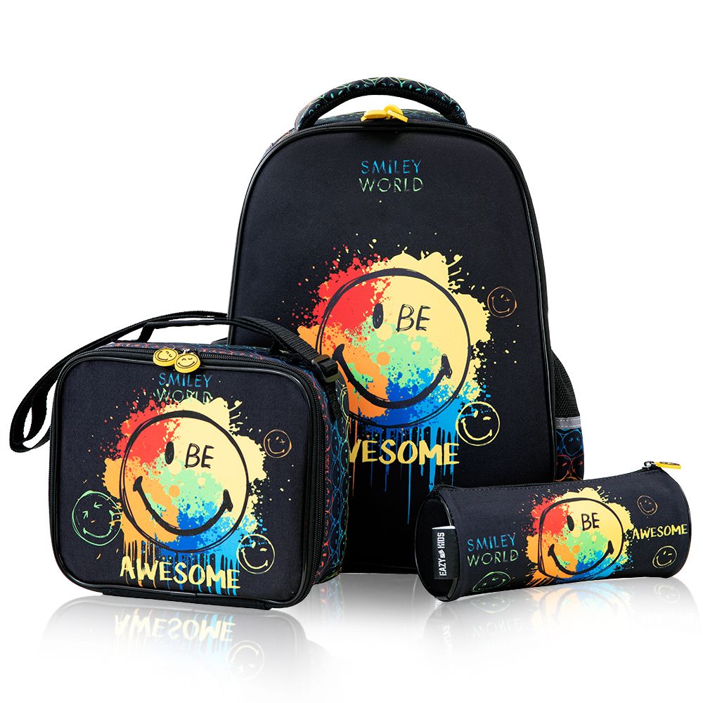 Eazy Kids - 17" School Bag Combo Awesome - Set of 3 - Black