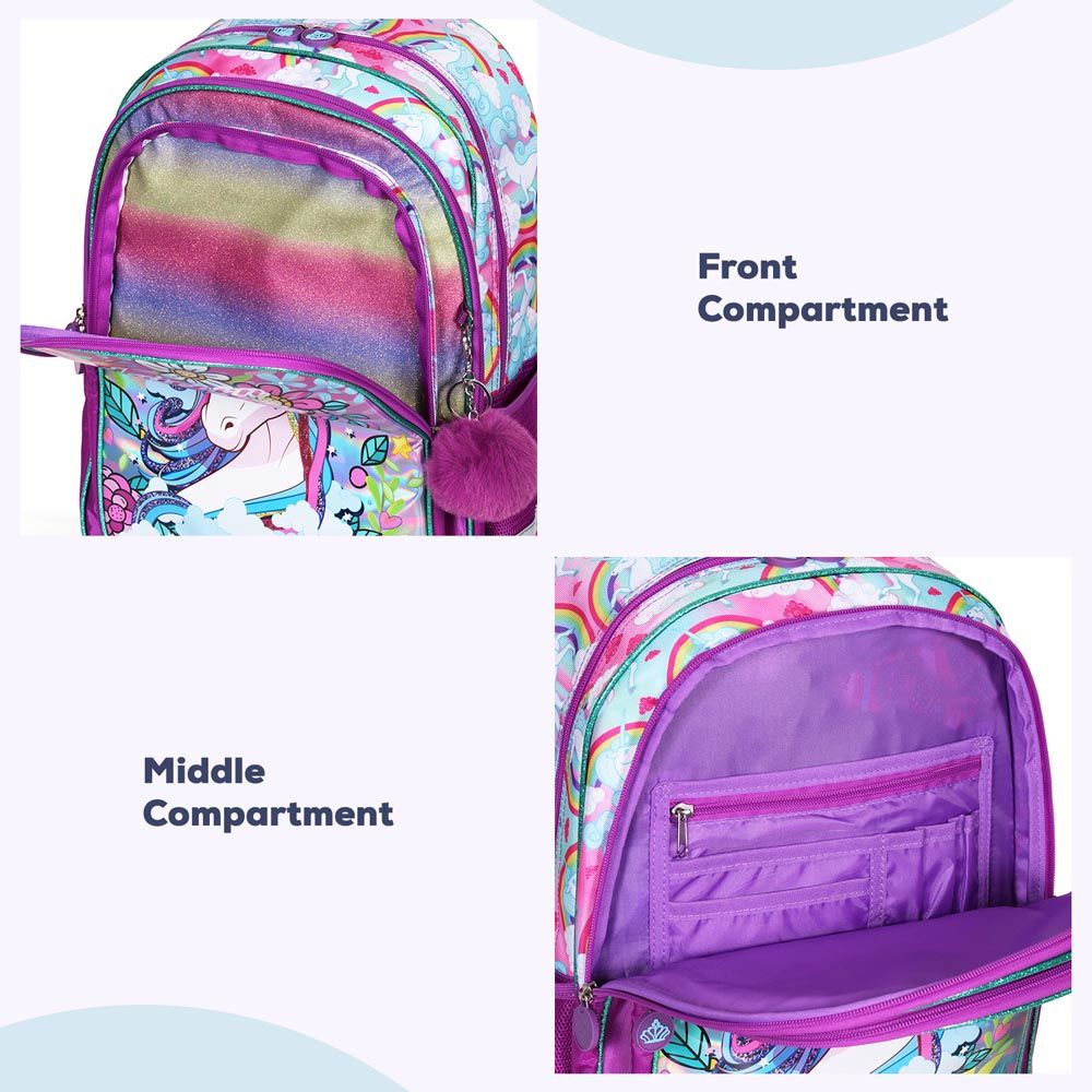 Eazy Kids - Backpack 17-Inch w/ Lunch Bag, Activity Bag & Pencil Case - Unicorn