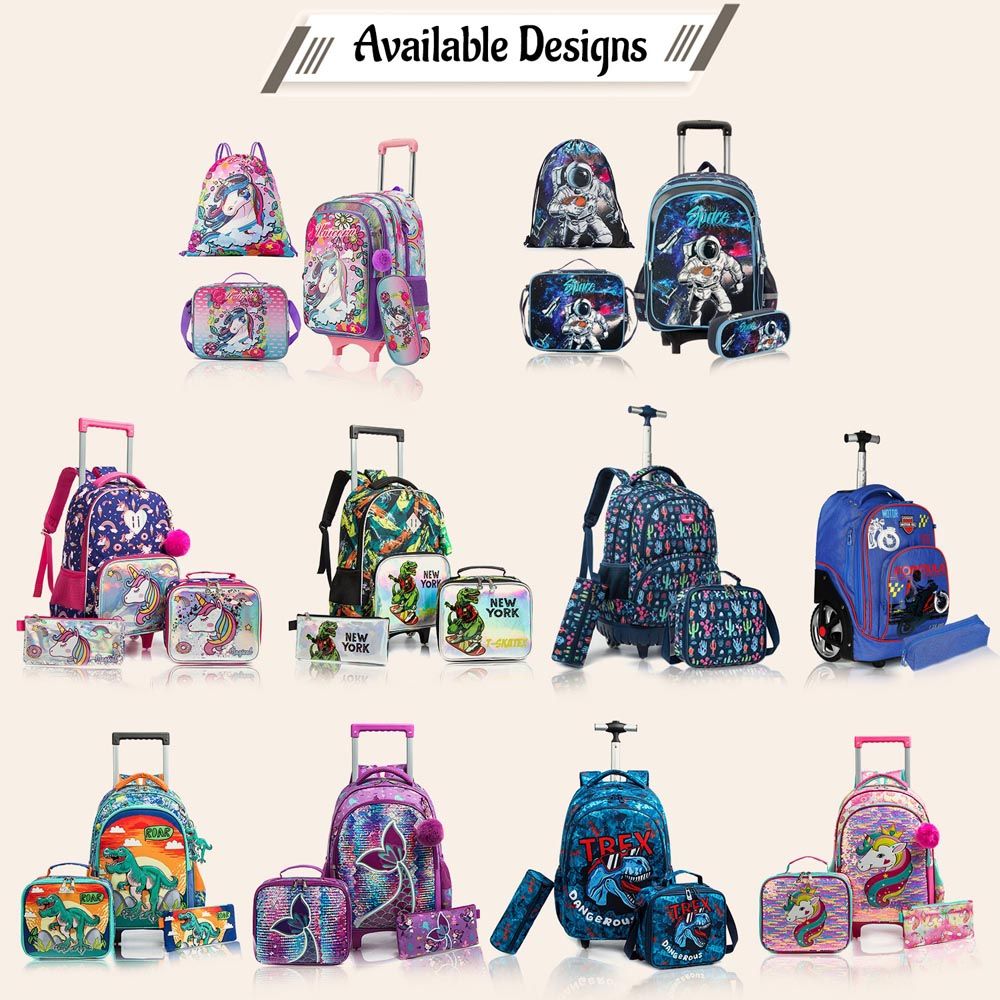 Eazy Kids - Backpack 17-Inch w/ Lunch Bag, Activity Bag & Pencil Case - Unicorn