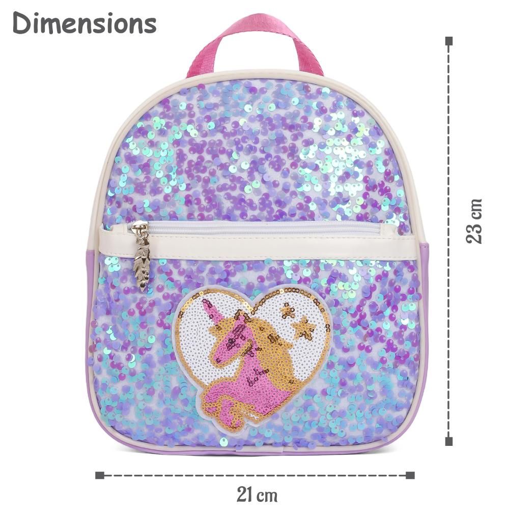 Eazy Kids - Sequin School Backpack - 9-Inch - Horse Purple