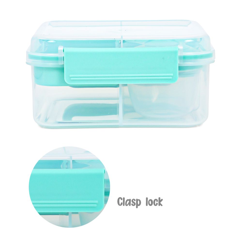 Eazy Kids - 5 Compartment Convertible Bento Lunch Box With Gravy Bowl - Green