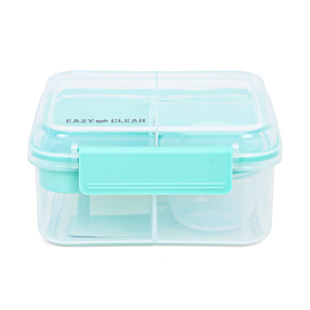 Eazy Kids - 5 Compartment Convertible Bento Lunch Box With Gravy Bowl - Green