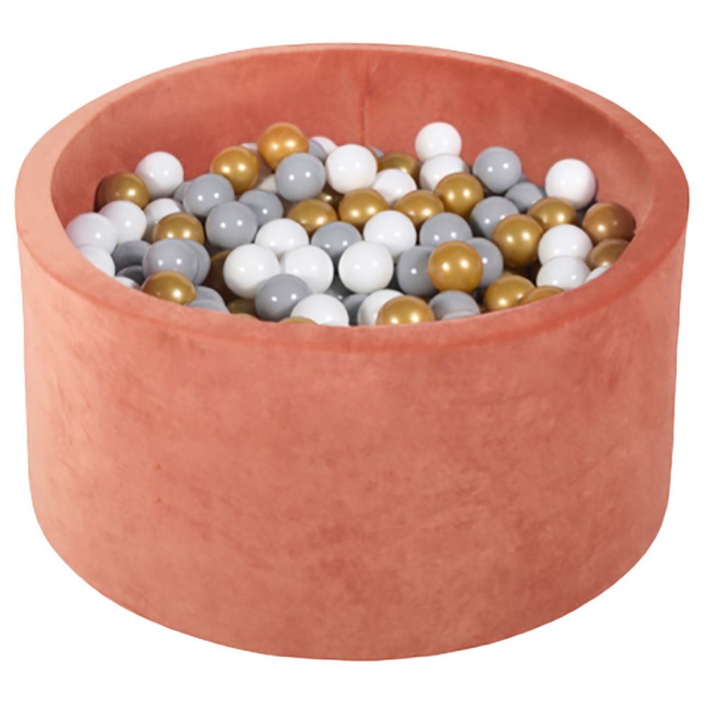 Ezzro - Round Ball Pit Velvet Marsala W/ 200 Balls - 90 x 40 cm