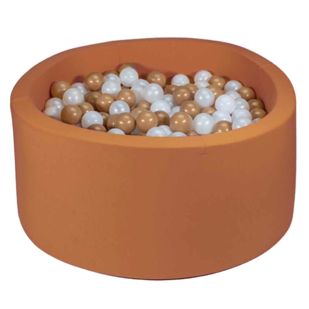 Ezzro - Brown Round Ball Pit w/ 100 Balls - Pearl/White/Blue/Golden