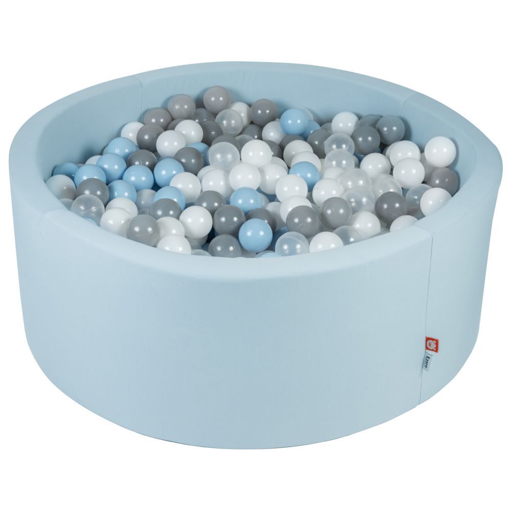 Ezzro - Round Ball Pit 90x40 w/ 100 Balls (Light Blue, White, Light Grey, Transparent) - Pale Blue