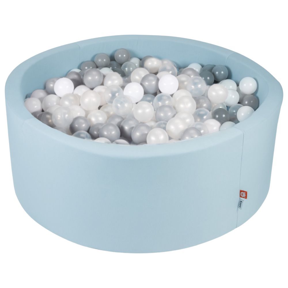 Ezzro - Round Ball Pit 100x40 w/ 400 Balls (Silver, White, Transparent) - Pale Blue