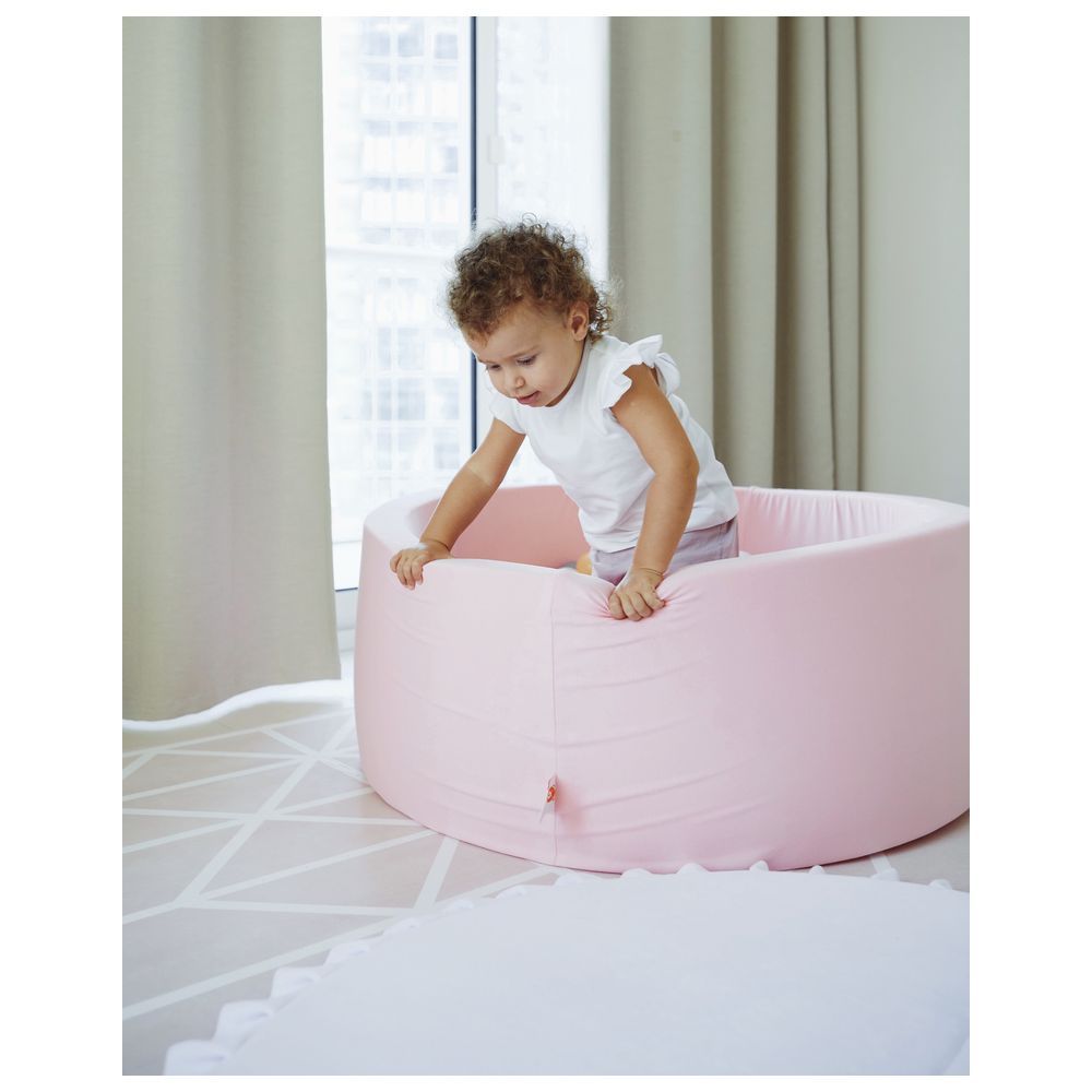 Ezzro - Round Ball Pit 120x50 w/ 200 Balls (Baby Pink, White) - Light Pink