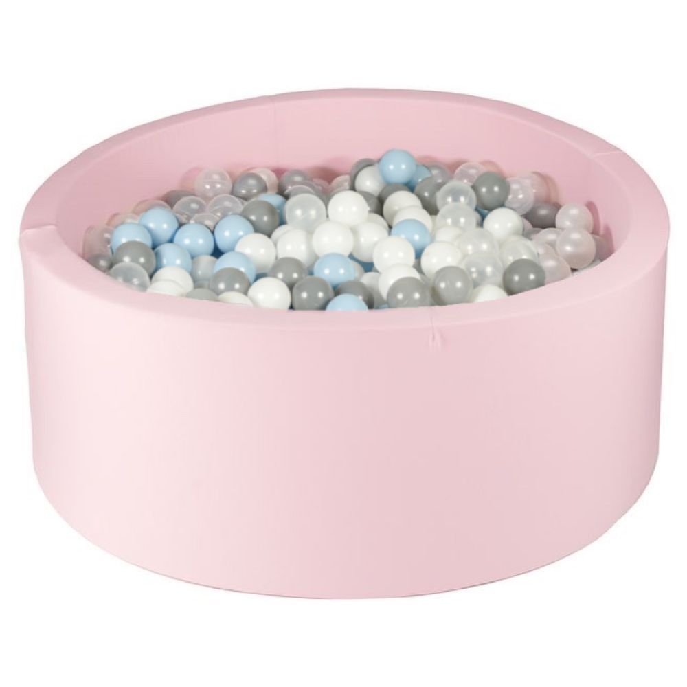 Ezzro - Round Ball Pit 120x50 w/ 200 Balls (Light Blue, White, Light Grey, Transparent)