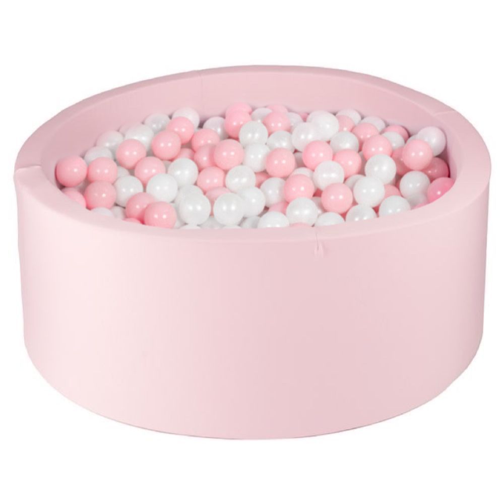 Ezzro - Round Ball Pit 120x50 w/ 400 Balls (Baby Pink, White) - Light Pink