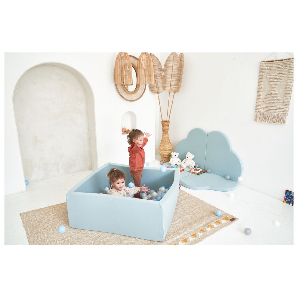 Ezzro - Square Ball Pit 120x120x50 w/ 400 Balls - Pale Blue