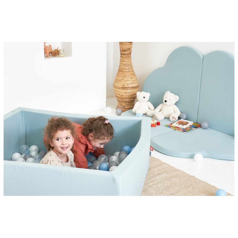 Ezzro - Square Ball Pit 120x120x50 w/ 400 Balls - Pale Blue