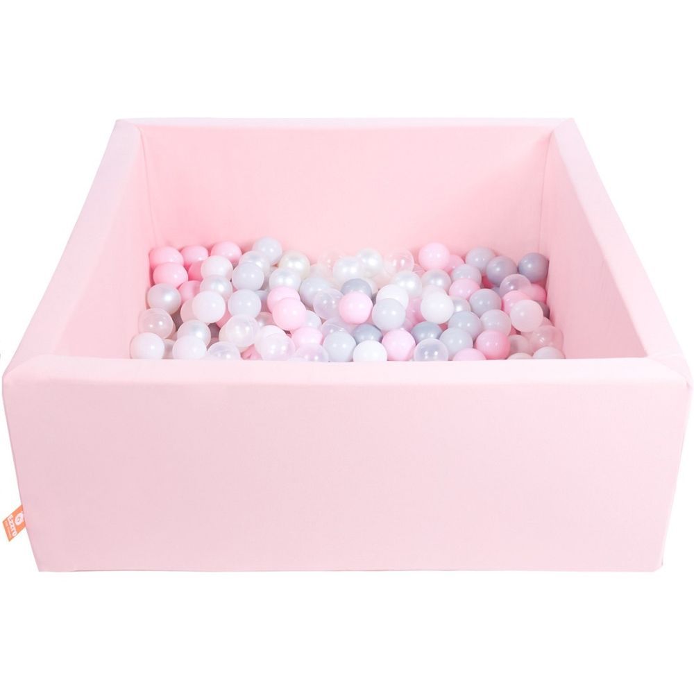 Ezzro - Square Ball Pit 100 x 100 x 40cm W/ 100 Balls(White, Baby Pink, Light Grey, Pearl)