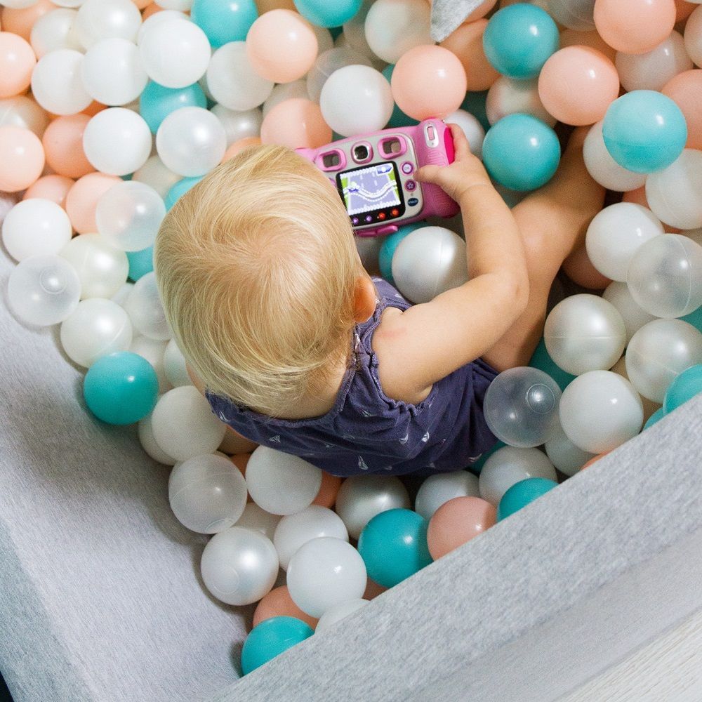 Ezzro - Square Ball Pit 120 x 120 x 50cm W/300 Balls(Baby Pink, Light Grey, White)