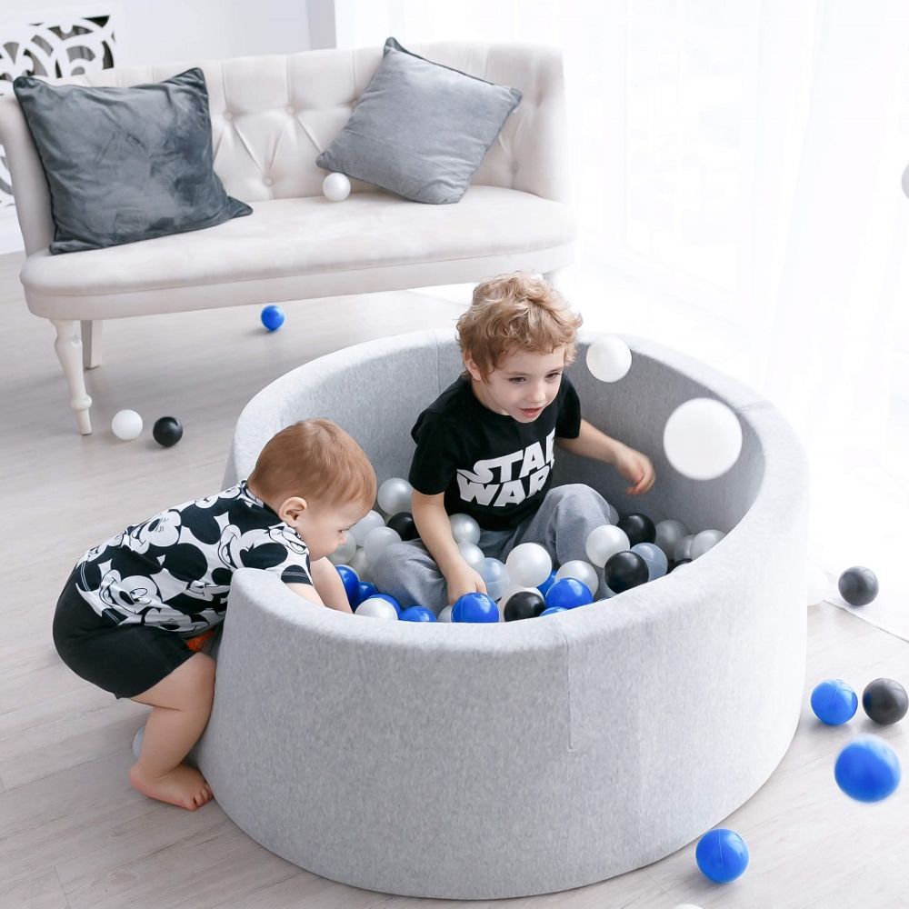 Ezzro - Round Ball Pit 100 x 40cm W/200 Balls(Baby Pink, Light Grey, Pearl)