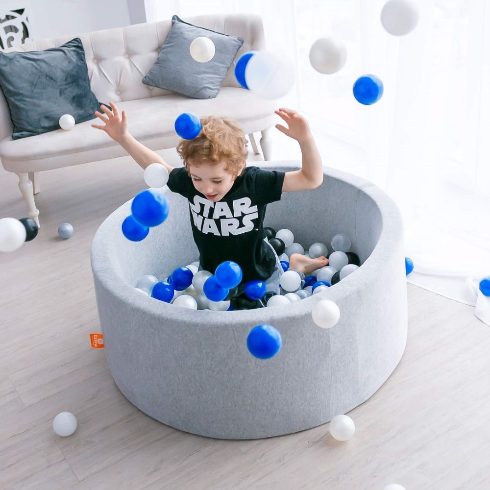 Ezzro - Round Ball Pit 100 x 40cm W/200 Balls(Baby Pink, Light Grey, Pearl)