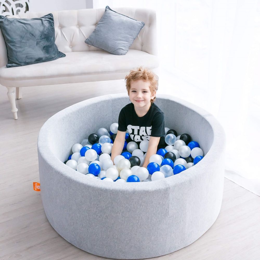 Ezzro - Round Ball Pit 100 x 40cm W/200 Balls(Baby Pink, Light Grey, Pearl)