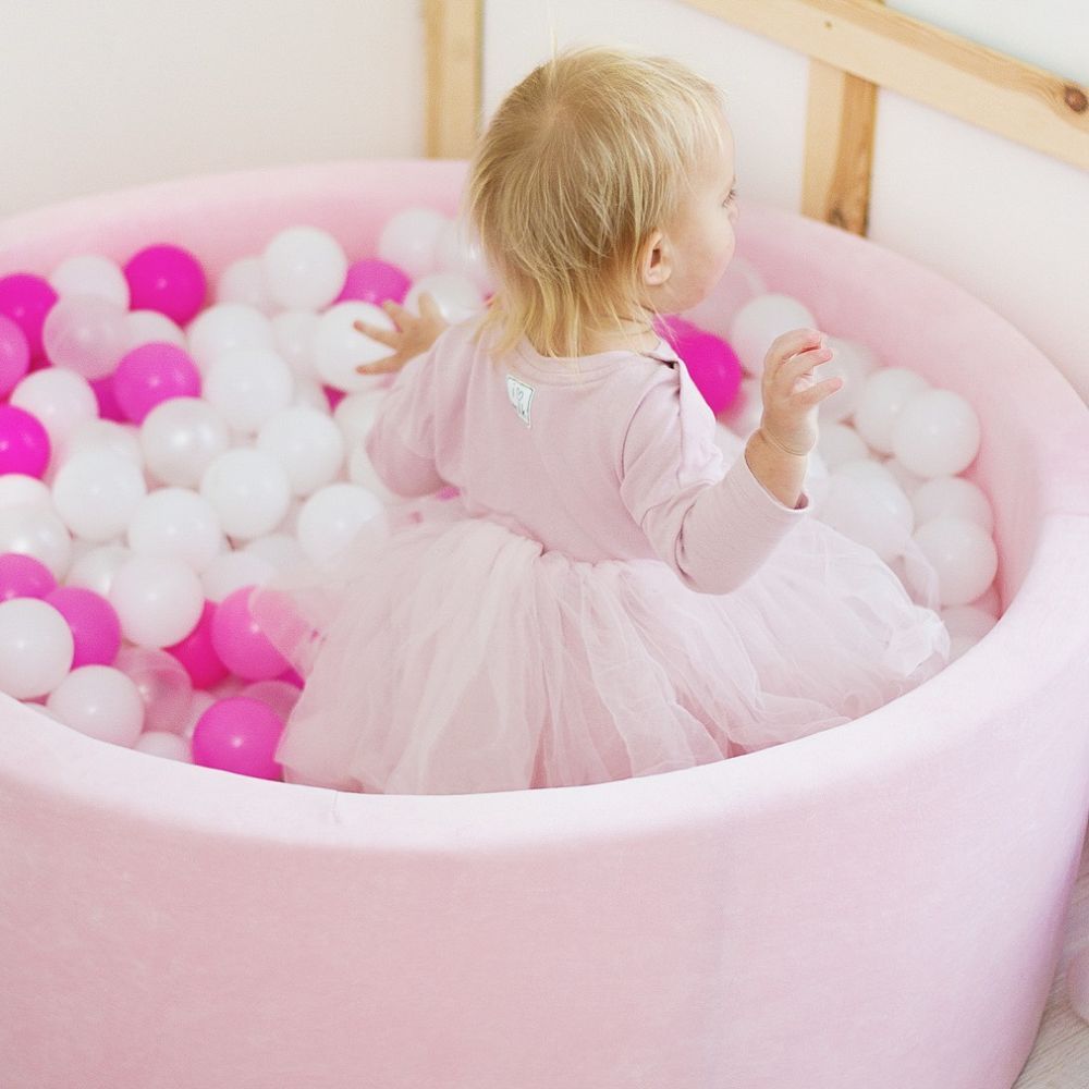 Ezzro - Round Ball Pit 100 x 40cm W/200 Balls(Light Grey, Pearl, White)