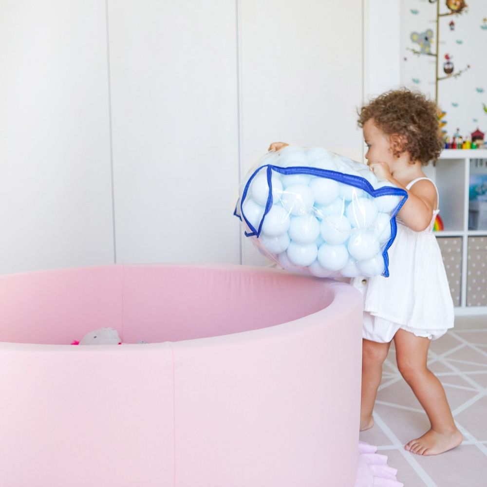 Ezzro - Round Ball Pit 100 x 40cm W/200 Balls(Light Grey, Pearl, White)