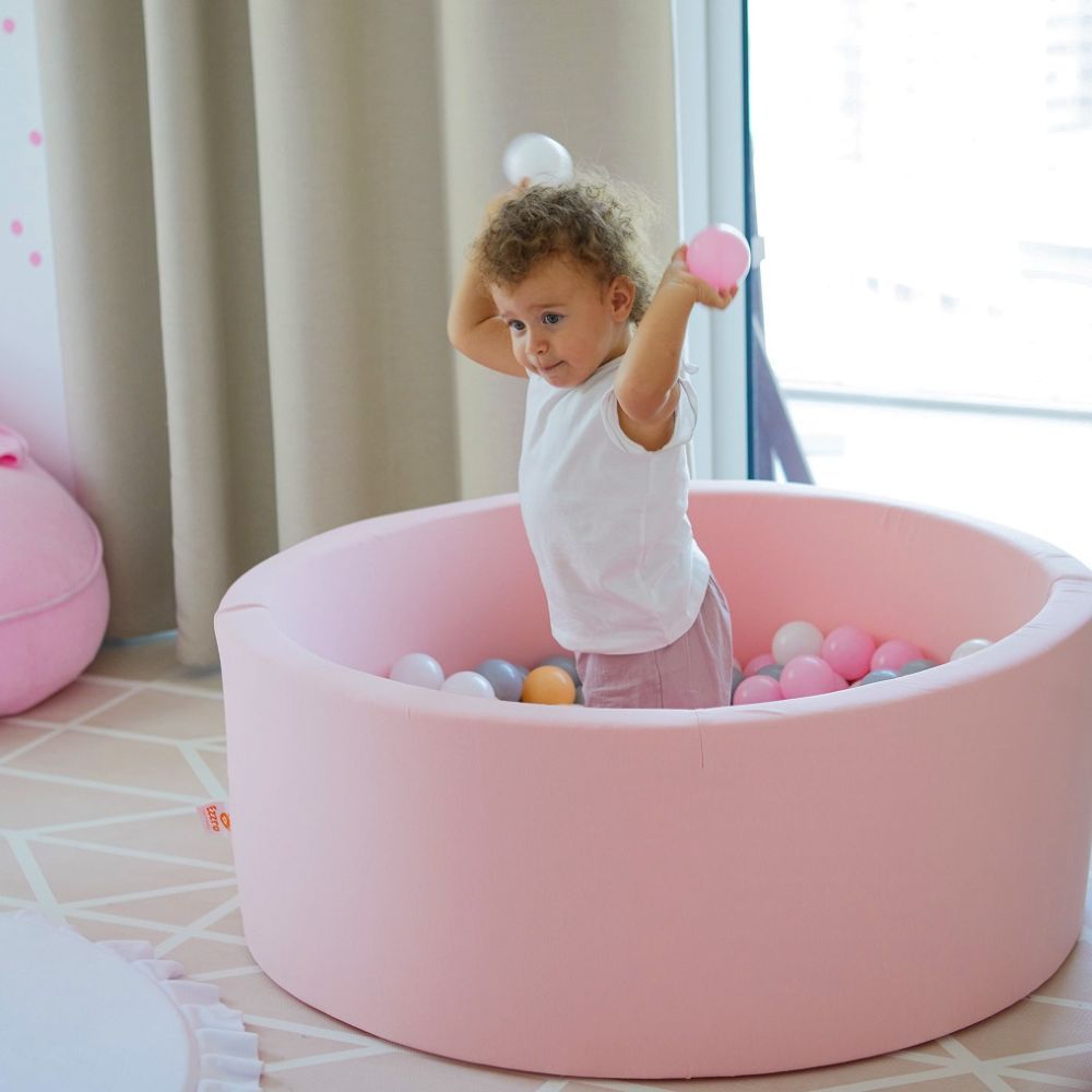 Ezzro - Round Ball Pit 100 x 40cm W/200 Balls(Light Grey, Pearl, White)