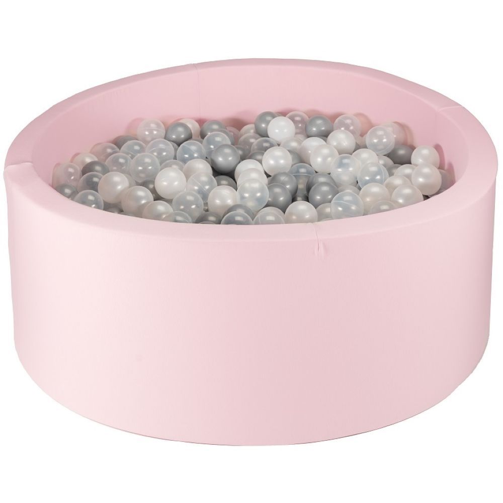 Ezzro - Round Ball Pit 100 x 40cm W/200 Balls(Light Grey, Pearl, White)