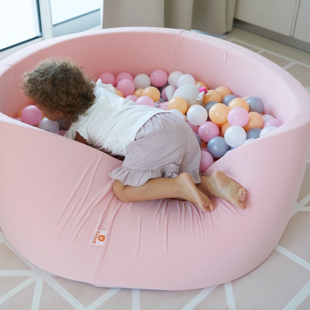 Ezzro - Round Ball Pit 100 x 40cm W/200 Balls(Light Grey, Pearl, White)