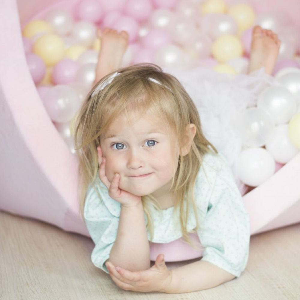 Ezzro - Round Ball Pit 120 x 50cm W/200 Balls(Light Grey, Pearl, White)