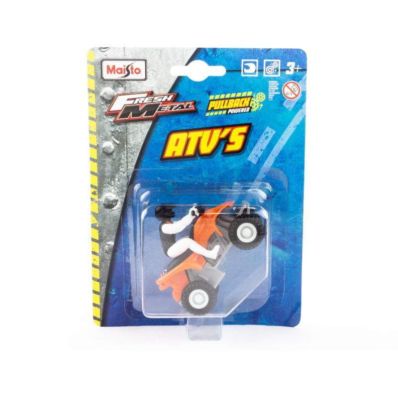 Maisto - 8cm Pullback Powered ATV - Orange & White