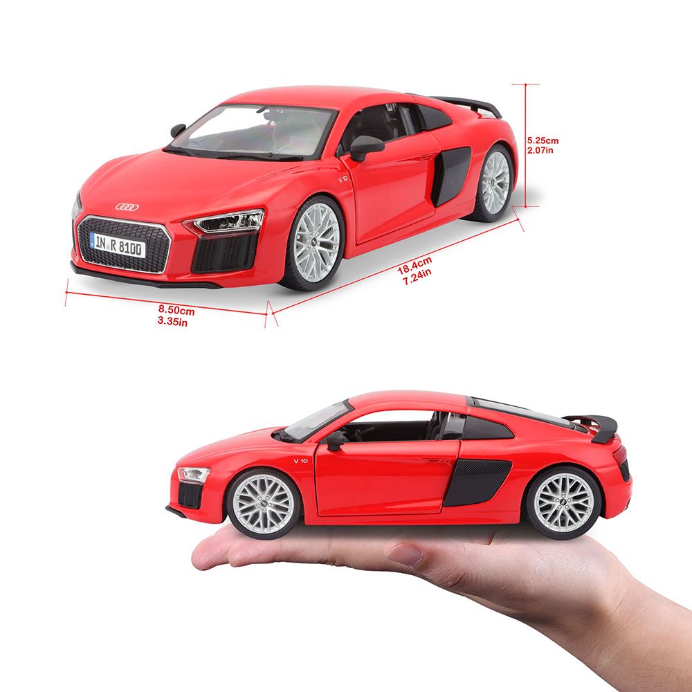 Maisto - 1:24 Scale Audi R8 V10 Plus Car - Red