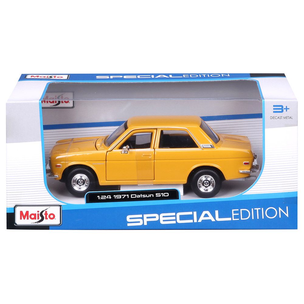 Maisto - 1:24 Scale 1971 Datsun 510 Car - Yellow