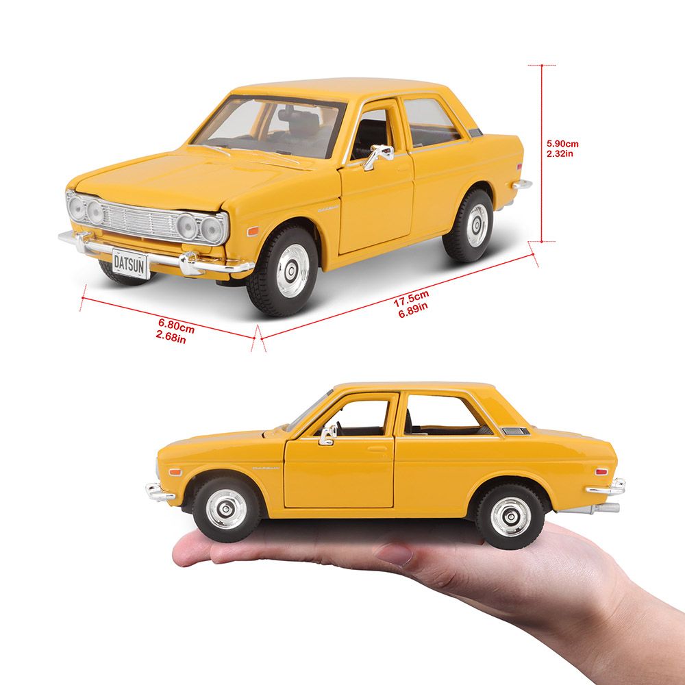 Maisto - 1:24 Scale 1971 Datsun 510 Car - Yellow