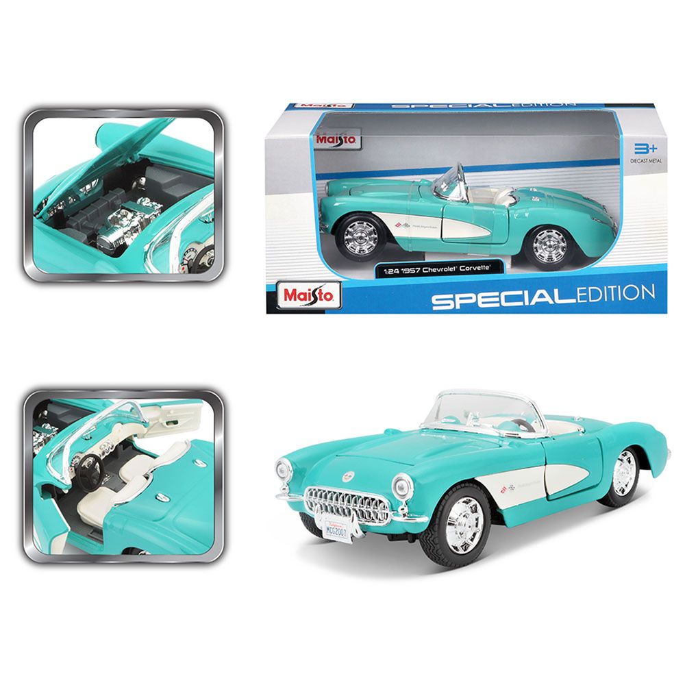 Maisto - 1:24 Scale 1957 Chevrolet Corvette Car - Green