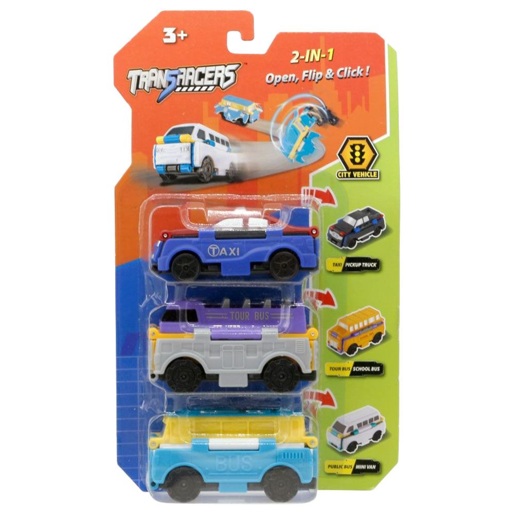 Transracers - Blister Card Pack of City Vehicles - 3pcs