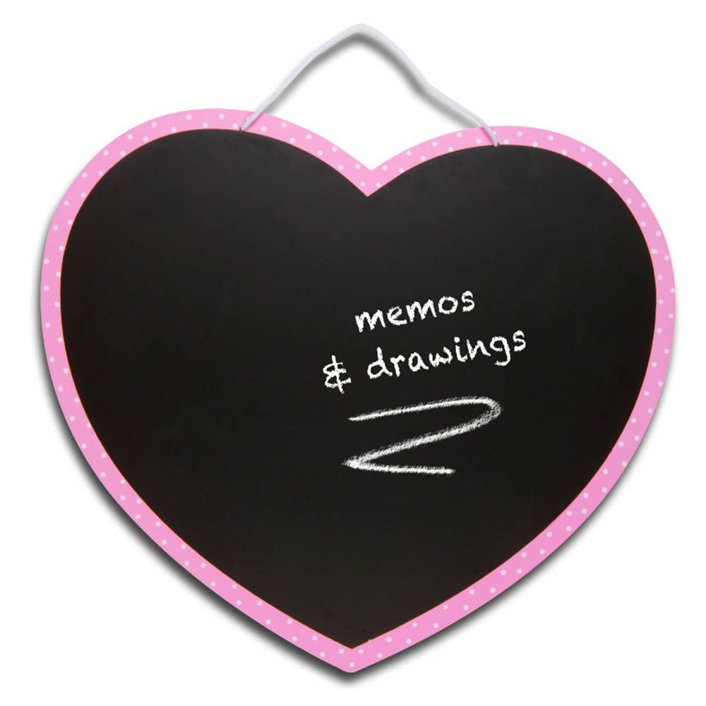 Fiesta Crafts - Wall Hanging Heart Chalkboard - Pink & Black