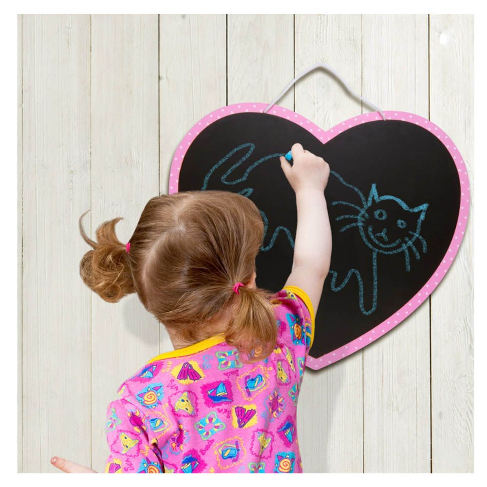 Fiesta Crafts - Wall Hanging Heart Chalkboard - Pink & Black