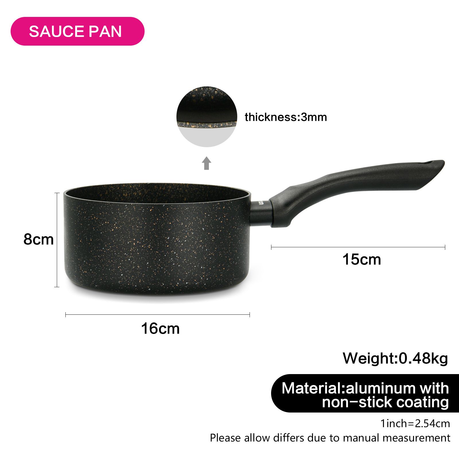 Fissman - Aluminium Sauce Pan Promo Without Lid - 16x8cm - 1.5L