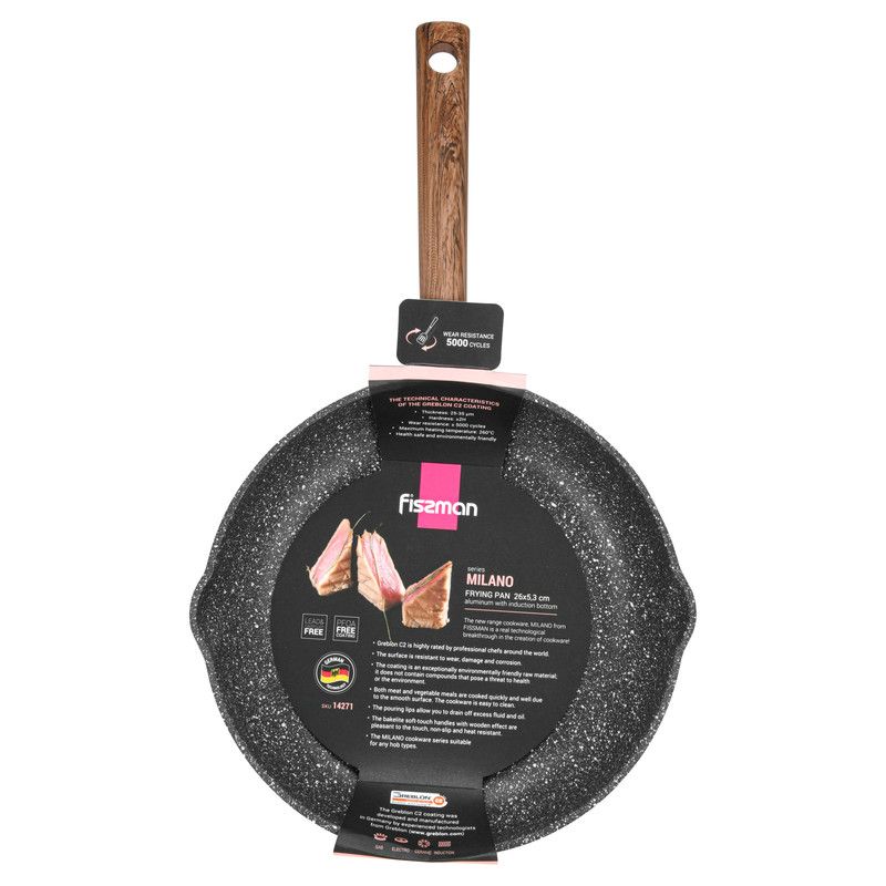 Fissman - Frying Pan Milano w/ Induction Bottom - 26x5.3cm - Black